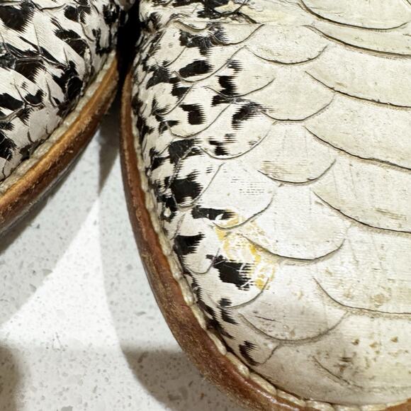 Vero Cuoio Leather Snake Textured Loafer shoes women 6.5 Italy Black White - Picture 5 of 9